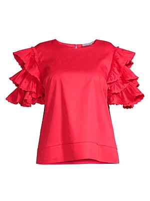 Plus Size Juliette Ruffled Cotton Blouse