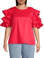 Plus Size Juliette Ruffled Cotton Blouse