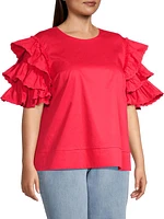 Plus Size Juliette Ruffled Cotton Blouse