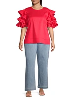 Plus Size Juliette Ruffled Cotton Blouse