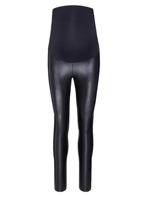 Coated Faux Leather Maternity Leggings