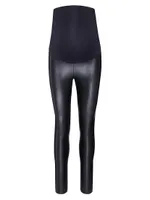 Coated Faux Leather Maternity Leggings