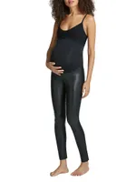 Coated Faux Leather Maternity Leggings