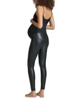 Coated Faux Leather Maternity Leggings