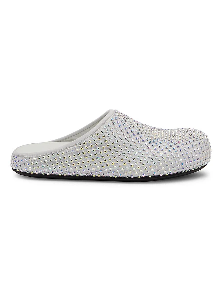 Fussbett Sabot Crystal-Embellished Leather Mules