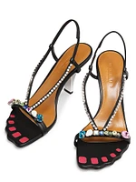 Crystal-Embellished Leather Sandals