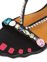 Crystal-Embellished Leather Sandals