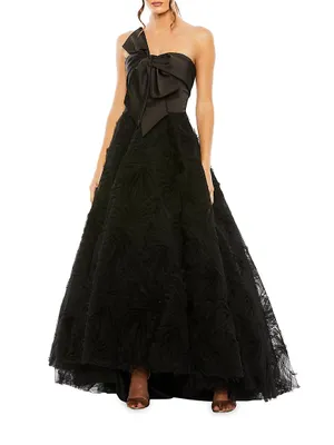 Bow Textured Tulle Gown