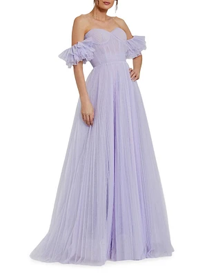 Off-The-Shoulder Tulle A-Line Gown