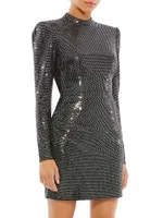 Metallic Mock Turtleneck Minidress