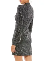 Metallic Mock Turtleneck Minidress