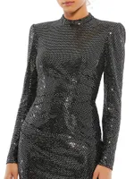 Metallic Mock Turtleneck Minidress