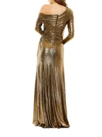 One-Shoulder Metallic Gown