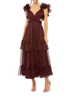 Ruffle Chiffon Midi-Dress