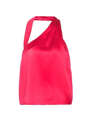 Satin Silk Strap One-Shoulder Top