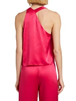 Satin Silk Strap One-Shoulder Top