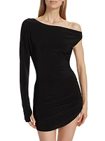 One-Shoulder Draped Minidress