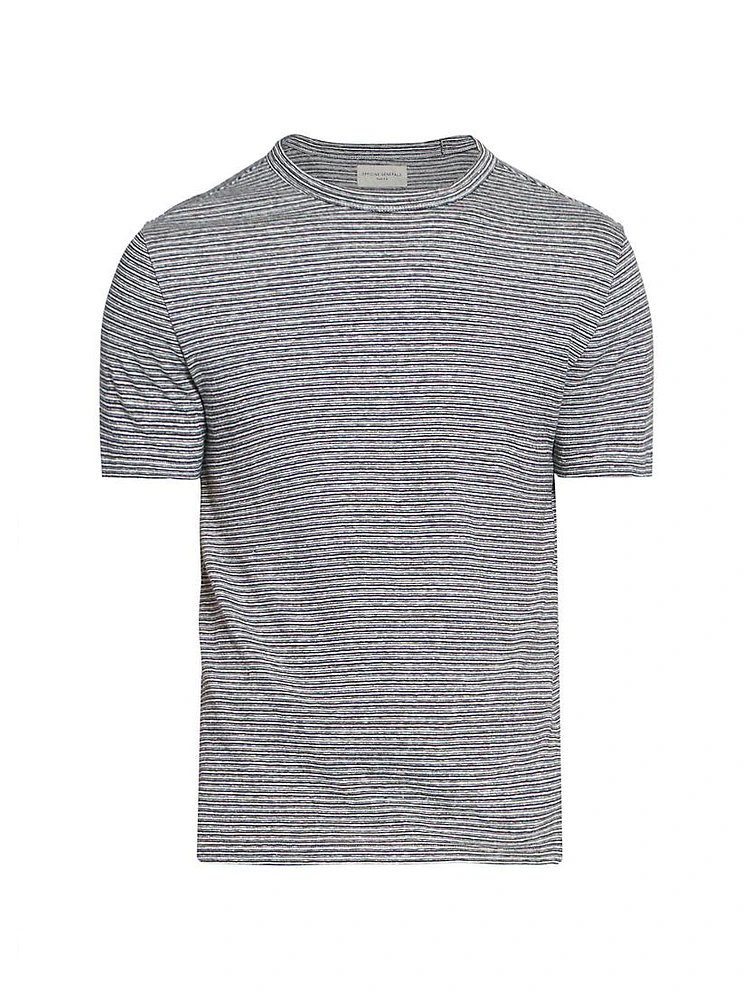 Striped Cotton-Linen Crewneck T-Shirt