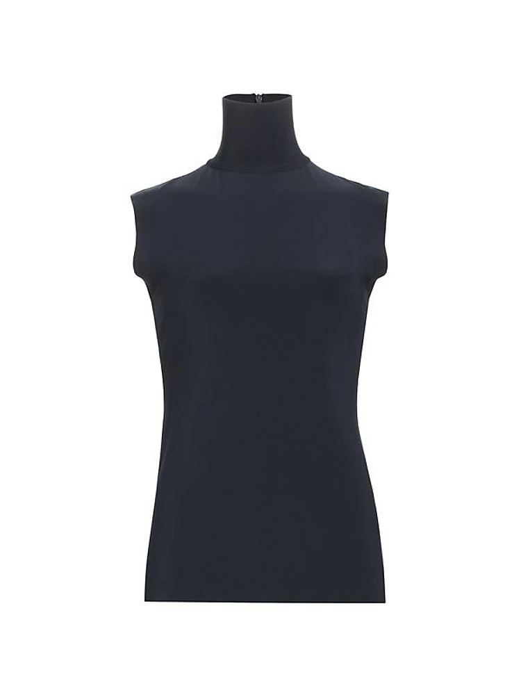 Slim-Fit Sleeveless Turtleneck Top