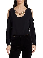 Indy Chain-Embellished Cotton-Blend Sweater