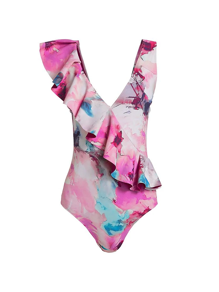 Verina Printed Ruffled One-Piece Swimsuit