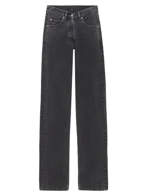 V-Waist Long Baggy Jeans Denim