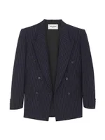 Oversized Blazer Striped Wool Flannel