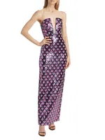 Ramona Geometric Sequined Strapless Gown