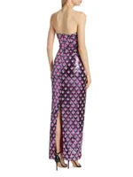 Ramona Geometric Sequined Strapless Gown