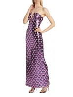 Ramona Geometric Sequined Strapless Gown