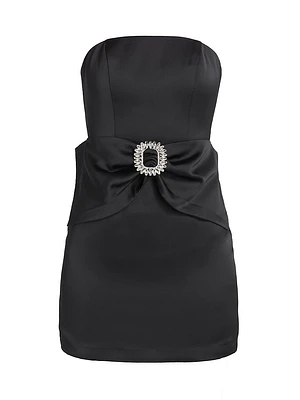 Mercy Crystal-Detailed Bow Minidress