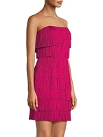 Tiered Fringe Strapless Minidress