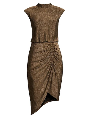 Sparkly Ruched Asymmetric Dress