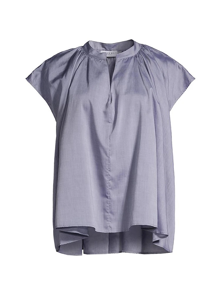 Finch Cap-Sleeve Pullover Blouse