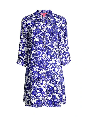 Natalie Coral Cover-Up Shirtdress