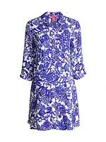 Natalie Coral Cover-Up Shirtdress