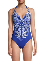 Renata Floral Halter One-Piece Swimsuit