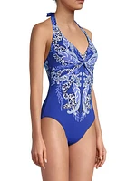 Renata Floral Halter One-Piece Swimsuit