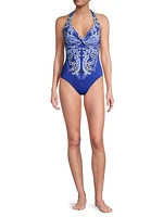 Renata Floral Halter One-Piece Swimsuit