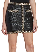 Quilted Chain Leather Miniskirt