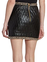 Quilted Chain Leather Miniskirt