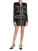 Quilted Chain Leather Miniskirt