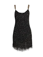 Metallic Tweed Chain Minidress