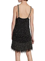 Metallic Tweed Chain Minidress