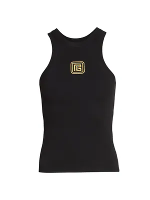 Embroidered Monogram Cotton-Blend Tank