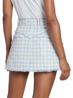 Vichy Gingham Tweed Trapeze Miniskirt