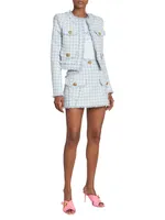 Vichy Gingham Tweed Trapeze Miniskirt
