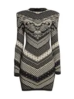 Paisley & Monogram Body-Con Minidress