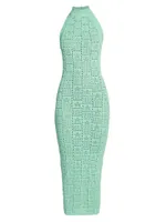 Monogram Pointelle-Knit Body-Con Dress