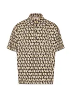 Cotton Polo Shirt With Toile Iconograph Print